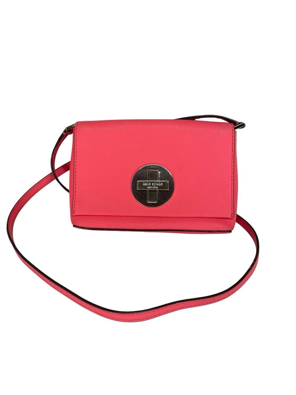 Kate Spade Sally Newbury Lane Crossbody Bag Peony Pink Saffiano Leather Turnlock